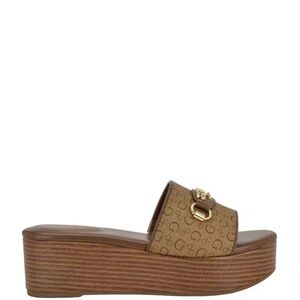 GUESS Matties Denim Wooden Platform Sandals 8M